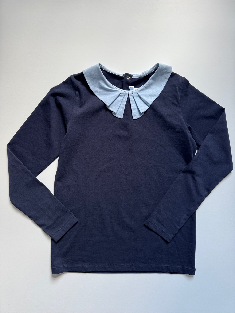 Jacadi Navy Long-Sleeve Top with Light Blue Peter Pan Collar